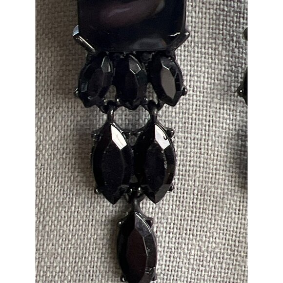 Art Deco Black Faceted Resin Dangle Earrings - Picture 6 of 7